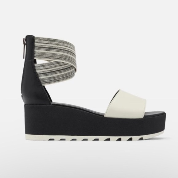 NEW Sorel Cameron Flatform Ankle Strap Platform Wedge Sandals Leather Black 8.5 - Picture 2 of 12